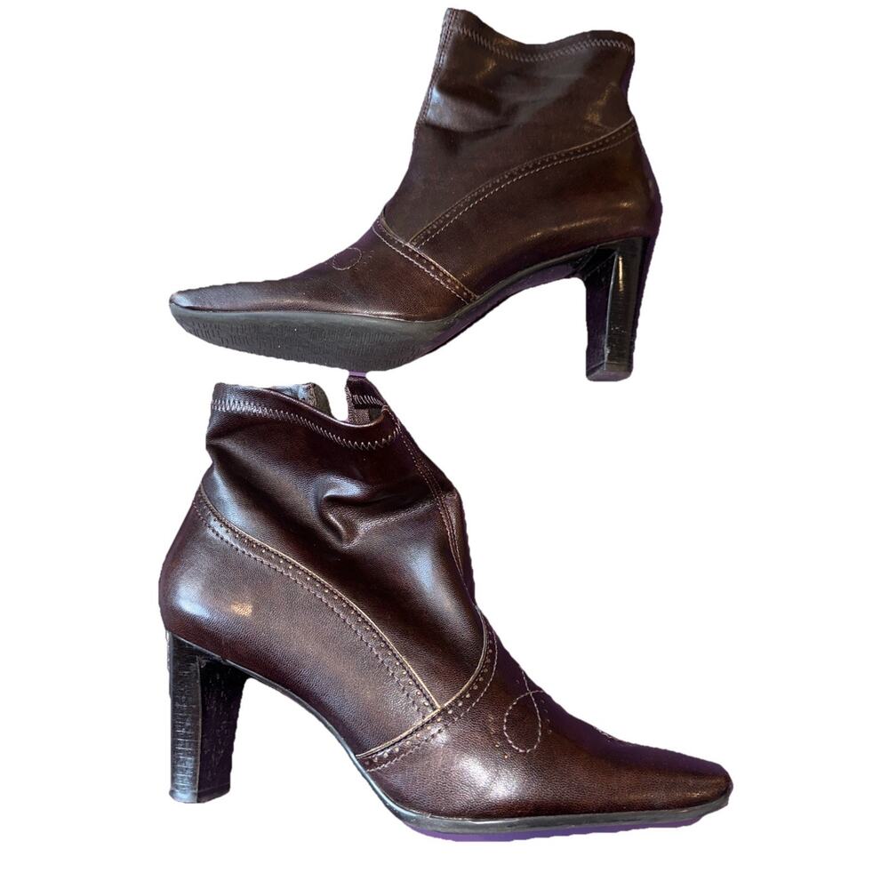 Franco Sarto Women’s Brown L-Jumble Zip Up Pull On Ankle Boots (9M)